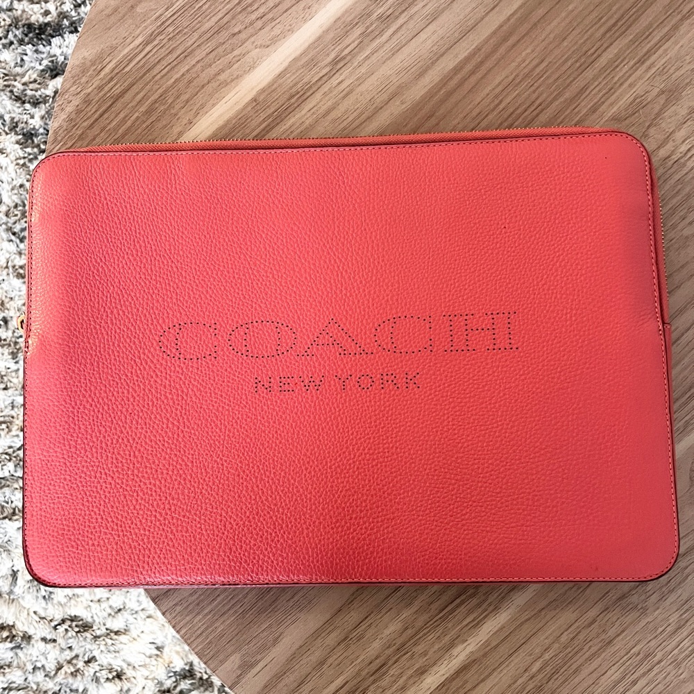 Coach Pink Leather Laptop Case